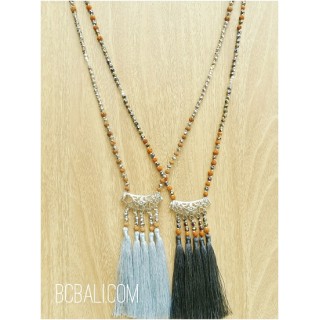 two color silver caps beads rudraksha crystal necklaces